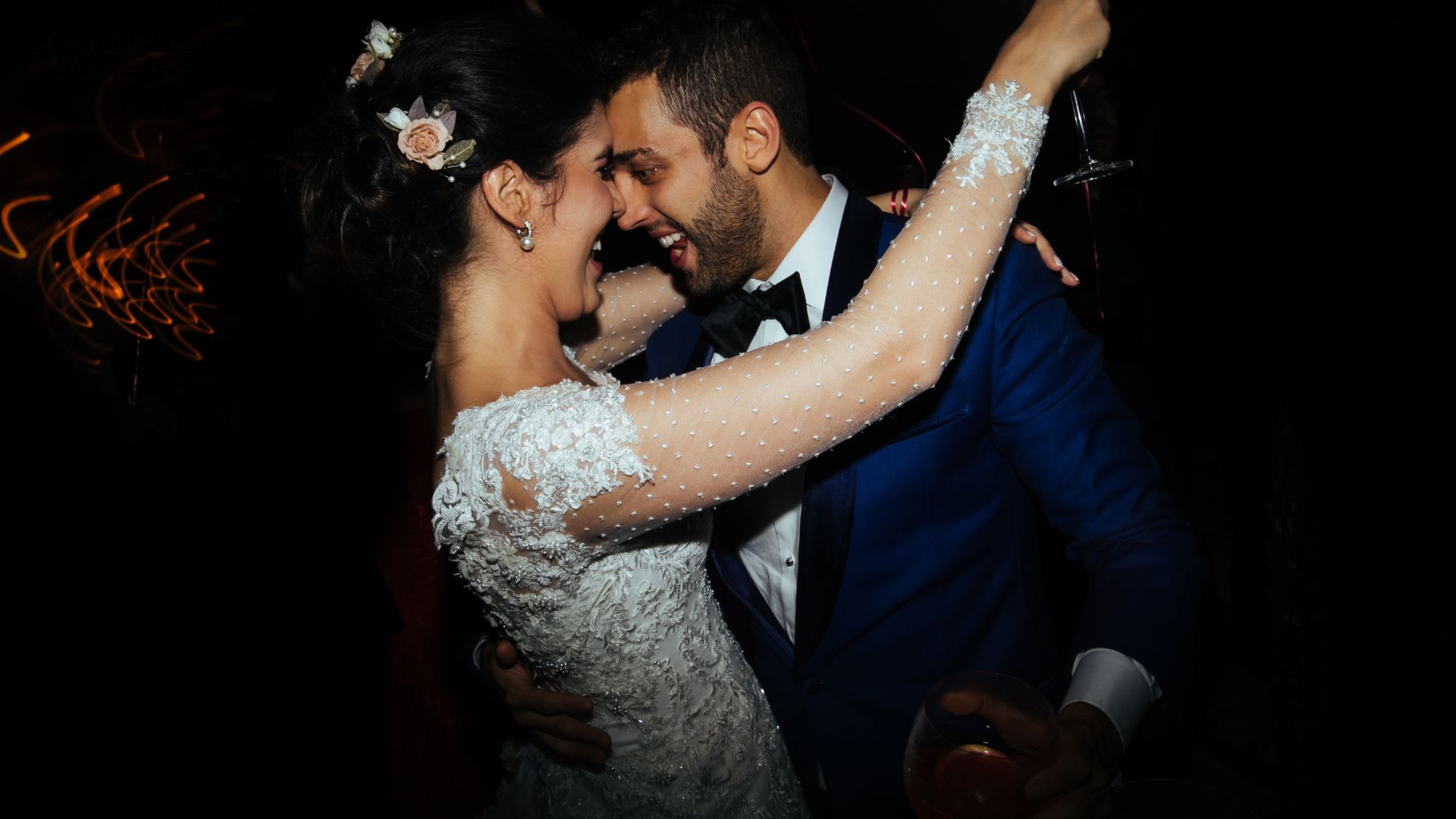 Couple dancing intimately at a Chicago wedding DJ reception