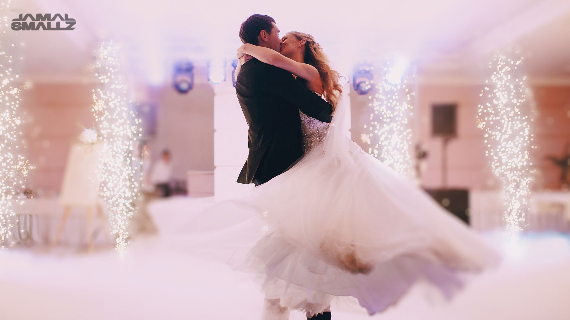 Romantic first dance with sparklers at a Chicago wedding DJ reception